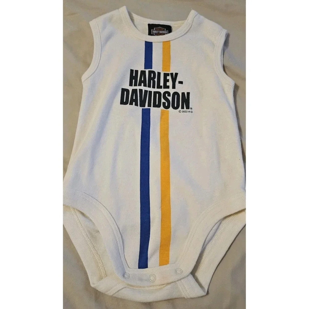 HARLEY DAVIDSON Boys Bodysuit Creeper White 9/12 Months